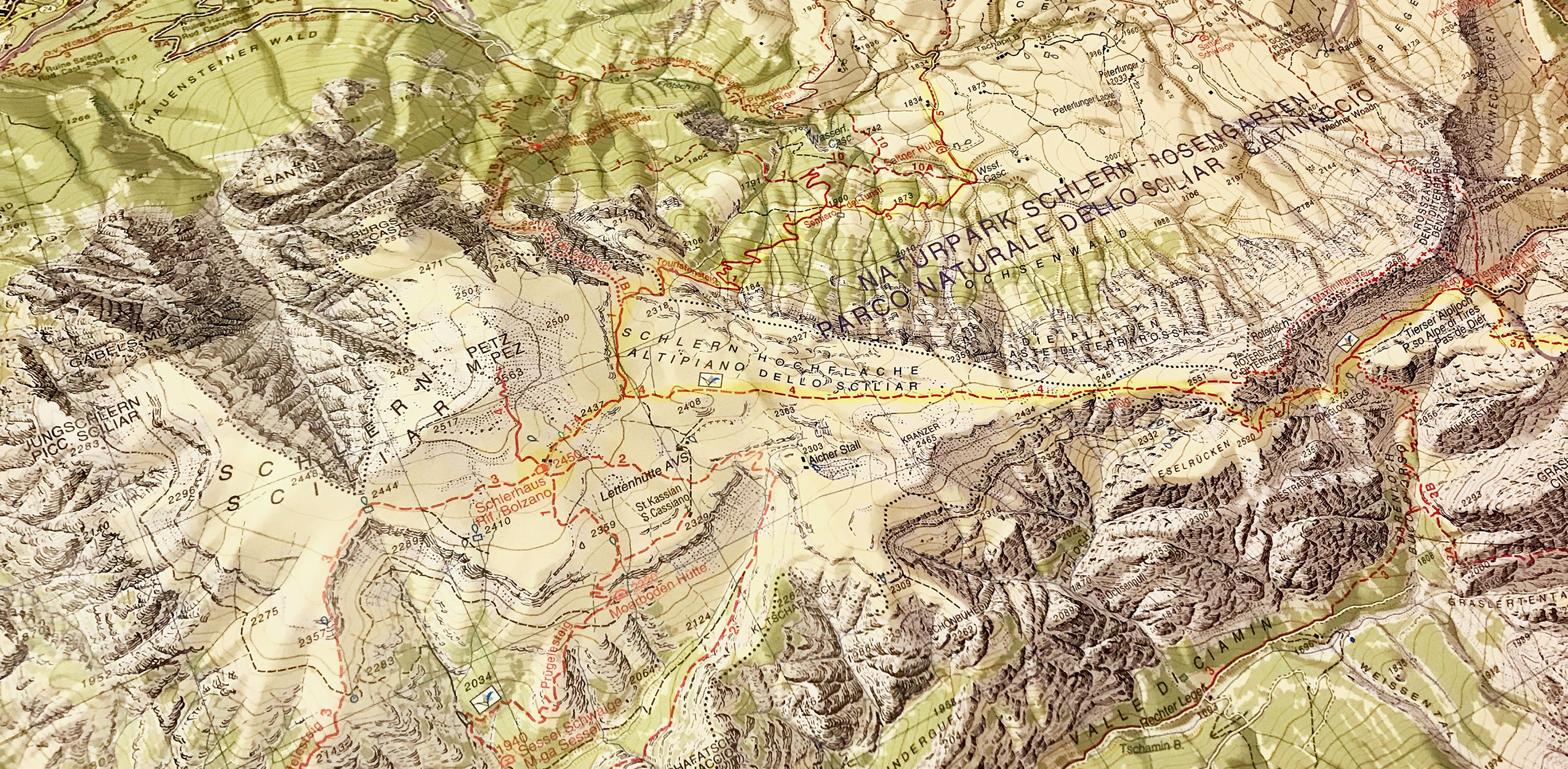 Hiking map of the Dolomites