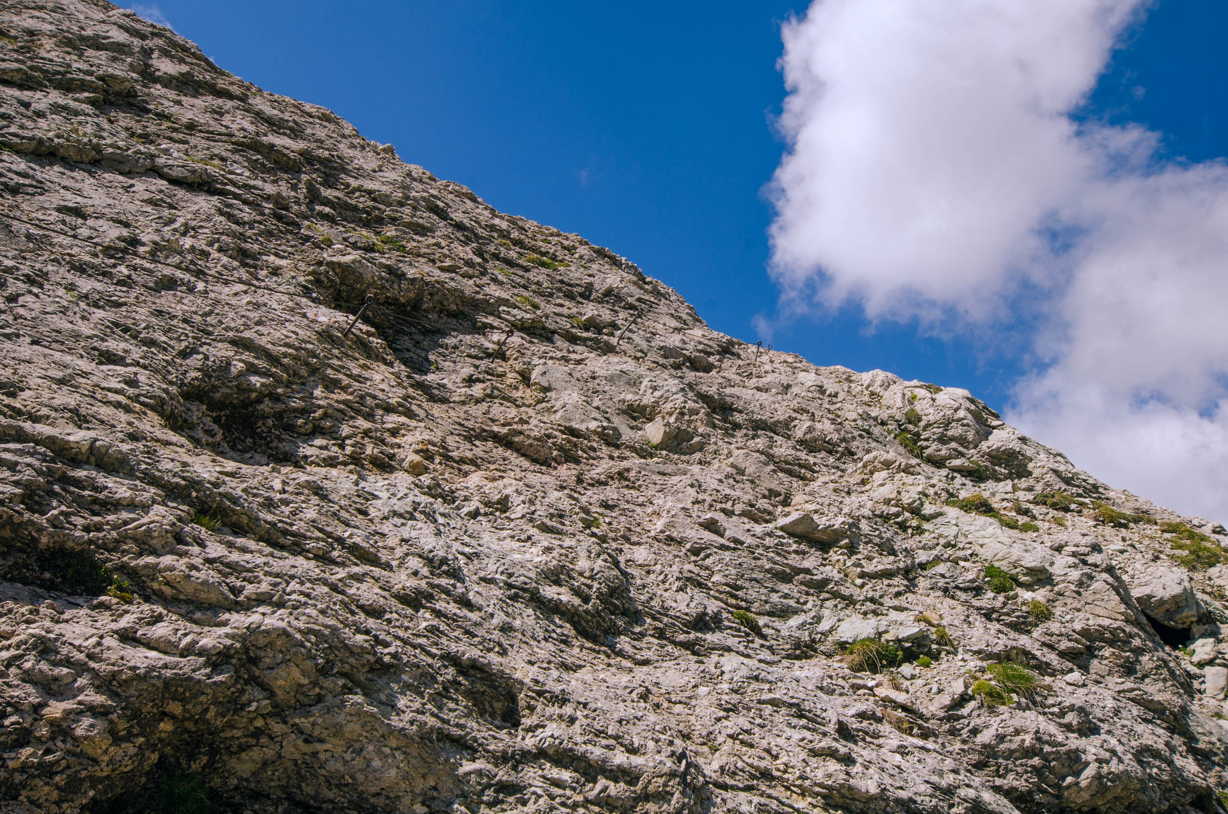 Handrails on the scramble up to Molignon Pass