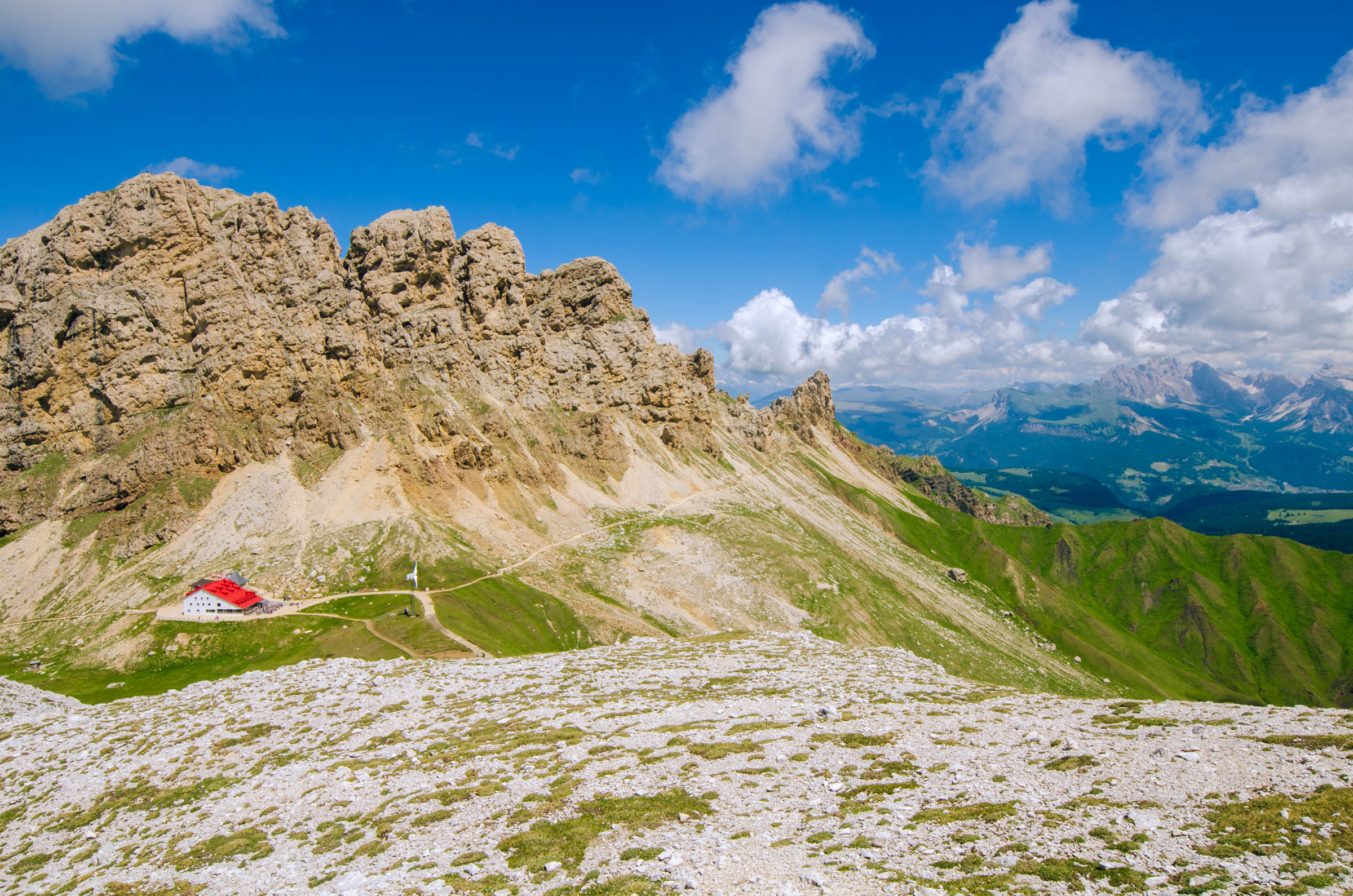 Looking down on Tierser Alpl