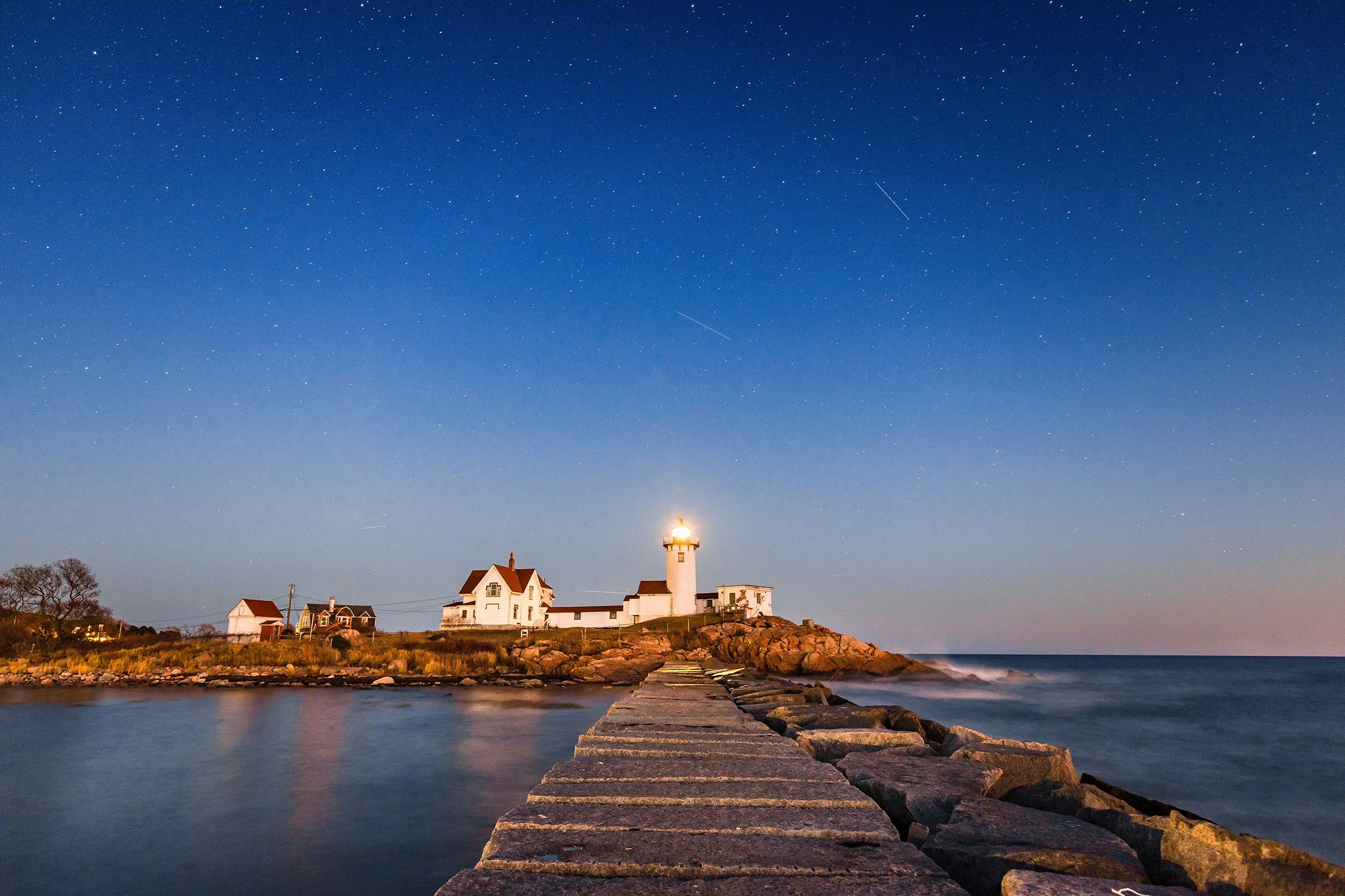 Eastern Point Lighthouse with stars