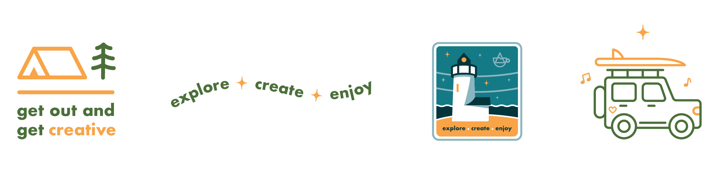 Row of illustrations