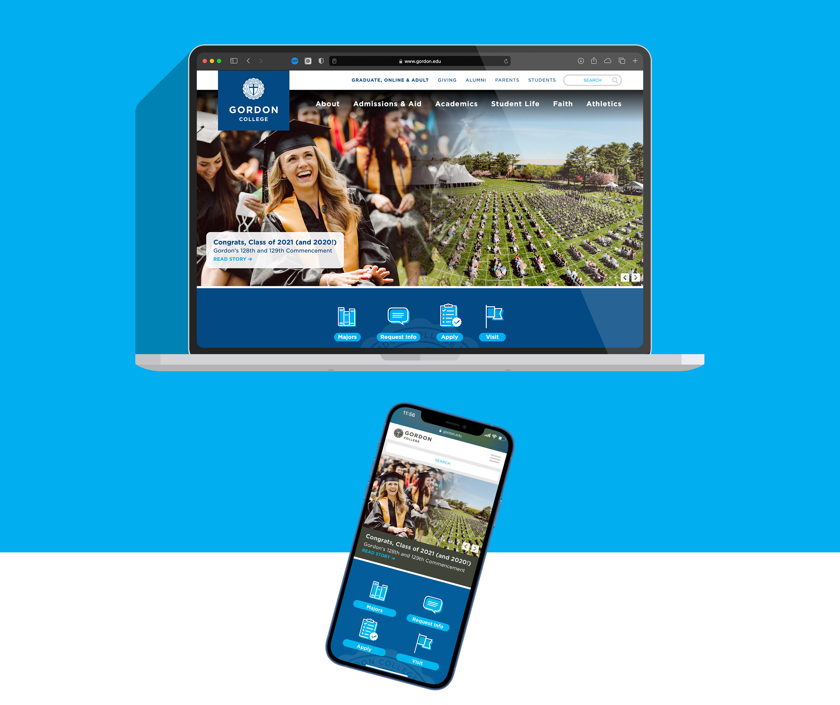 Gordon Homepage on a laptop and phone