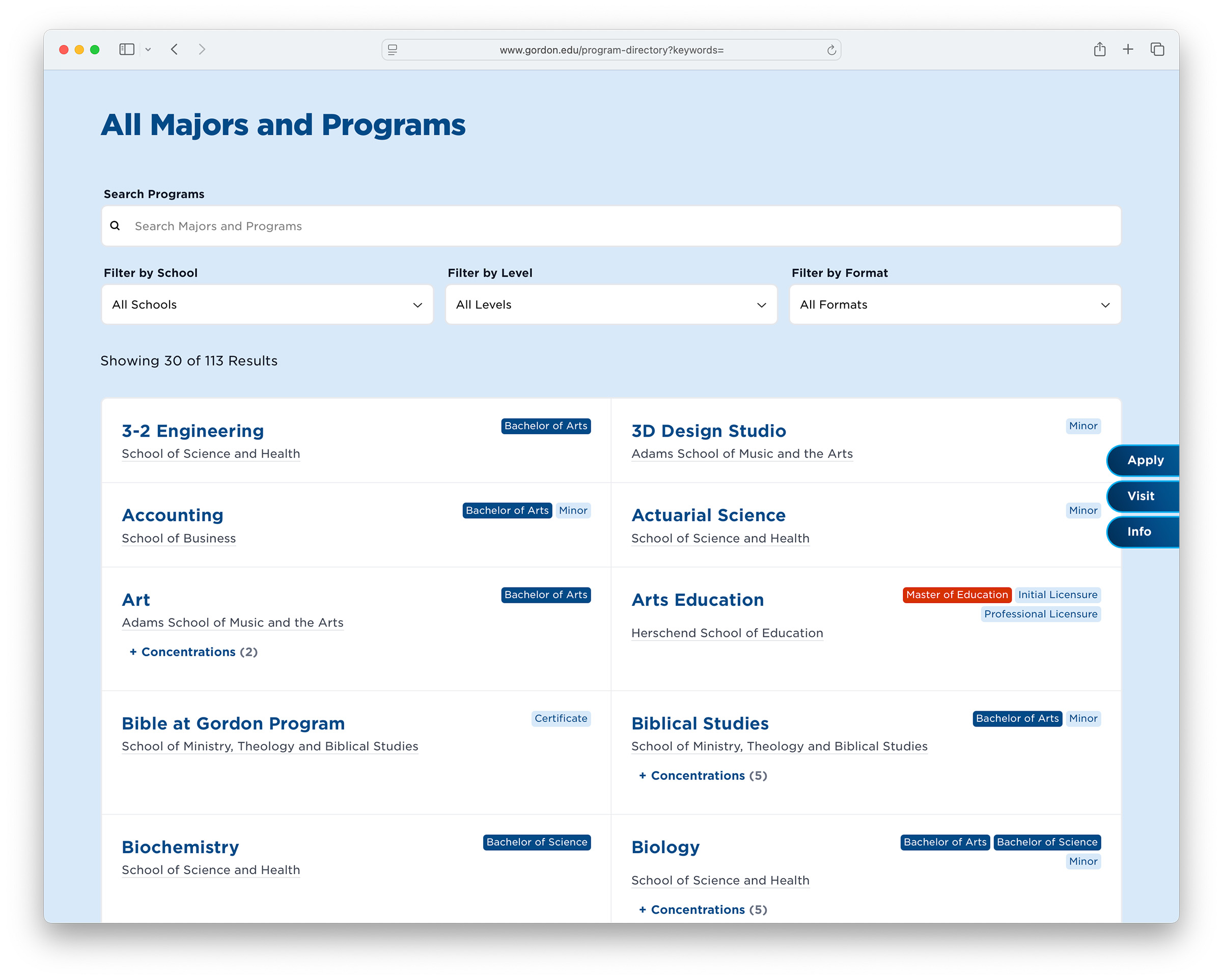 Screenshot of program directory