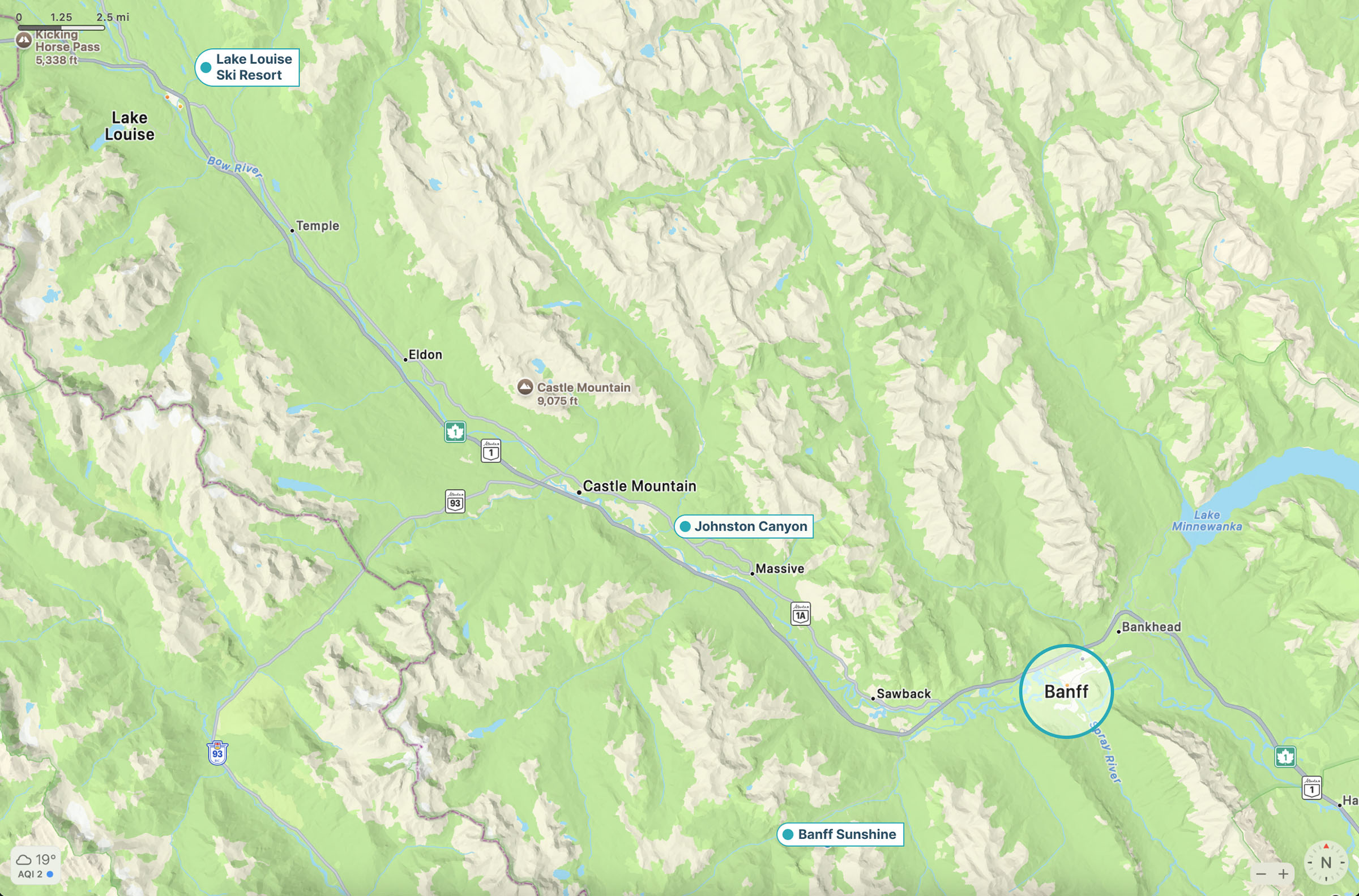 Map of Banff area