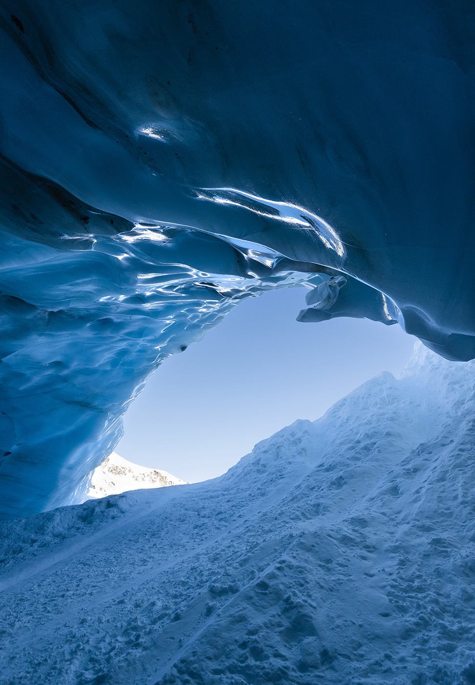 View from inside the Blackcomb Glacier ice cave