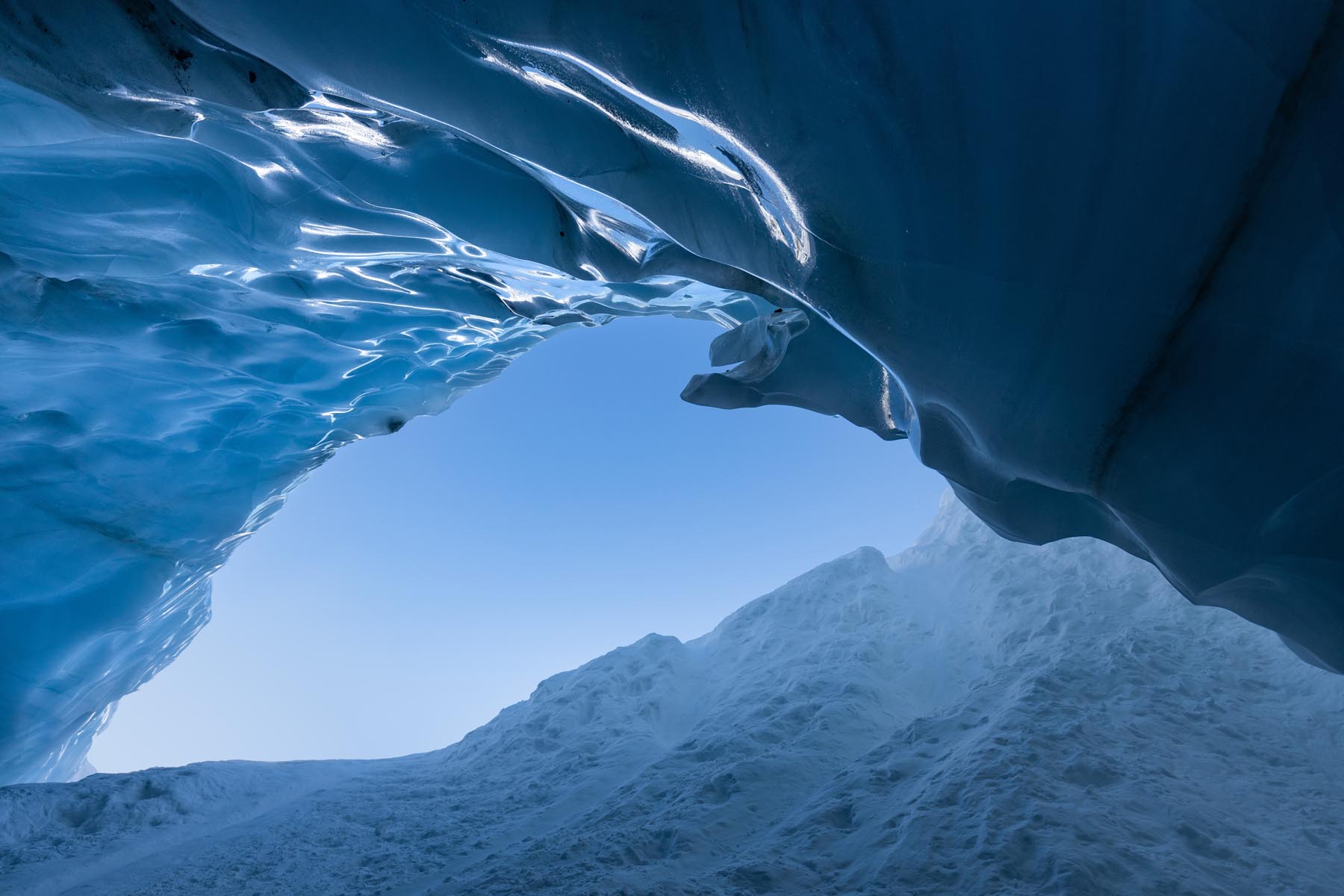 View from inside the Blackcomb Glacier ice cave