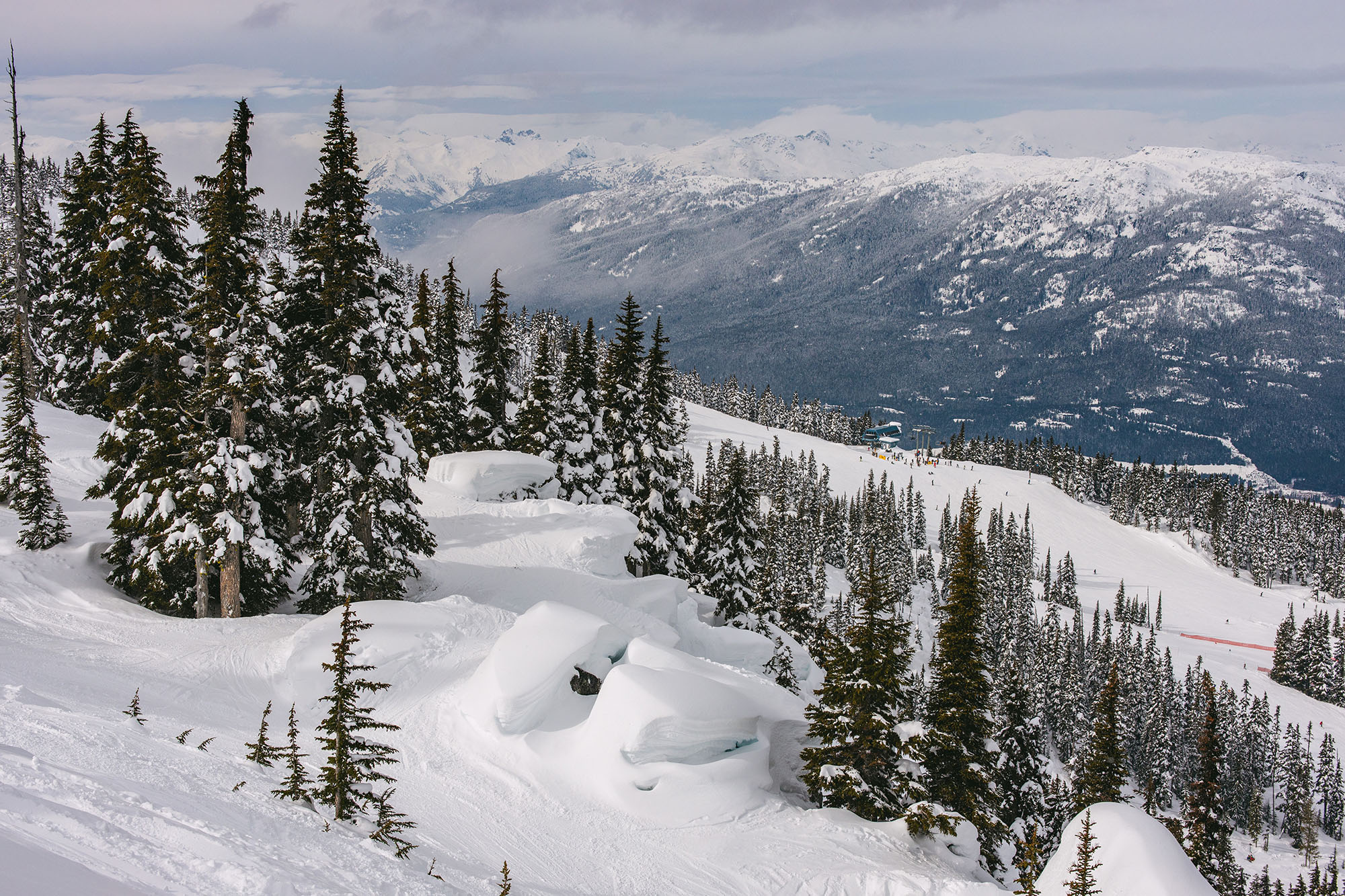 Pillows of snow on Blackcomb mountain