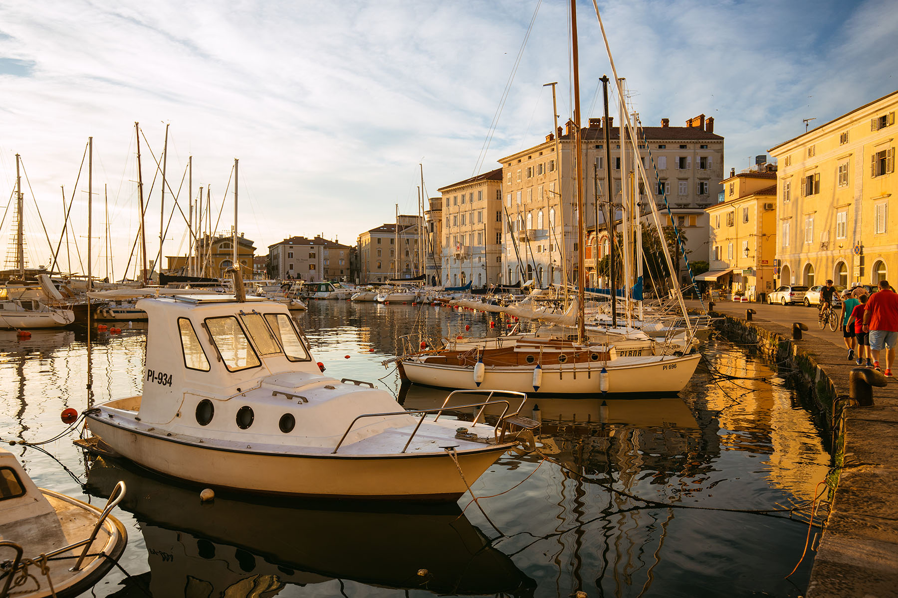 Boats in the Piran harbor