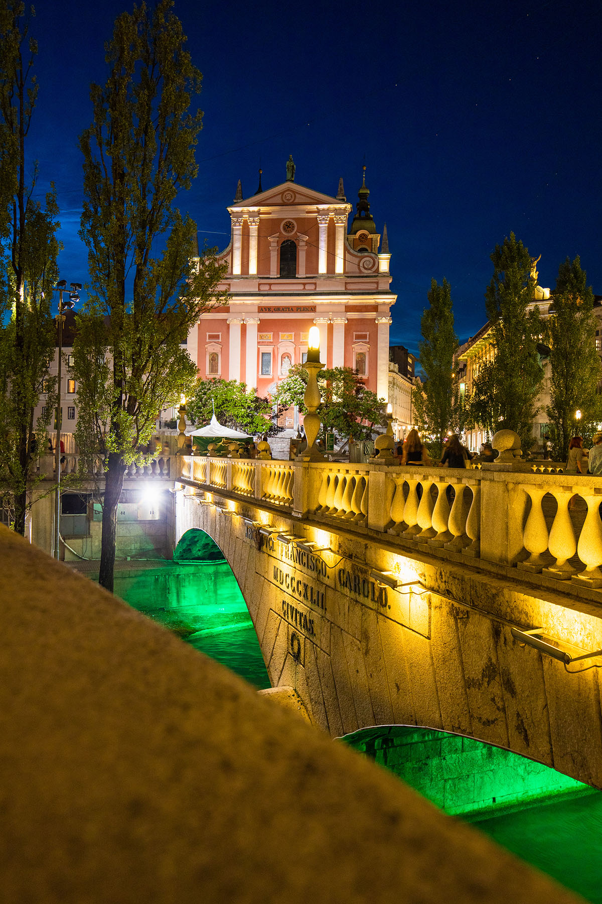 Triple Bridge at night