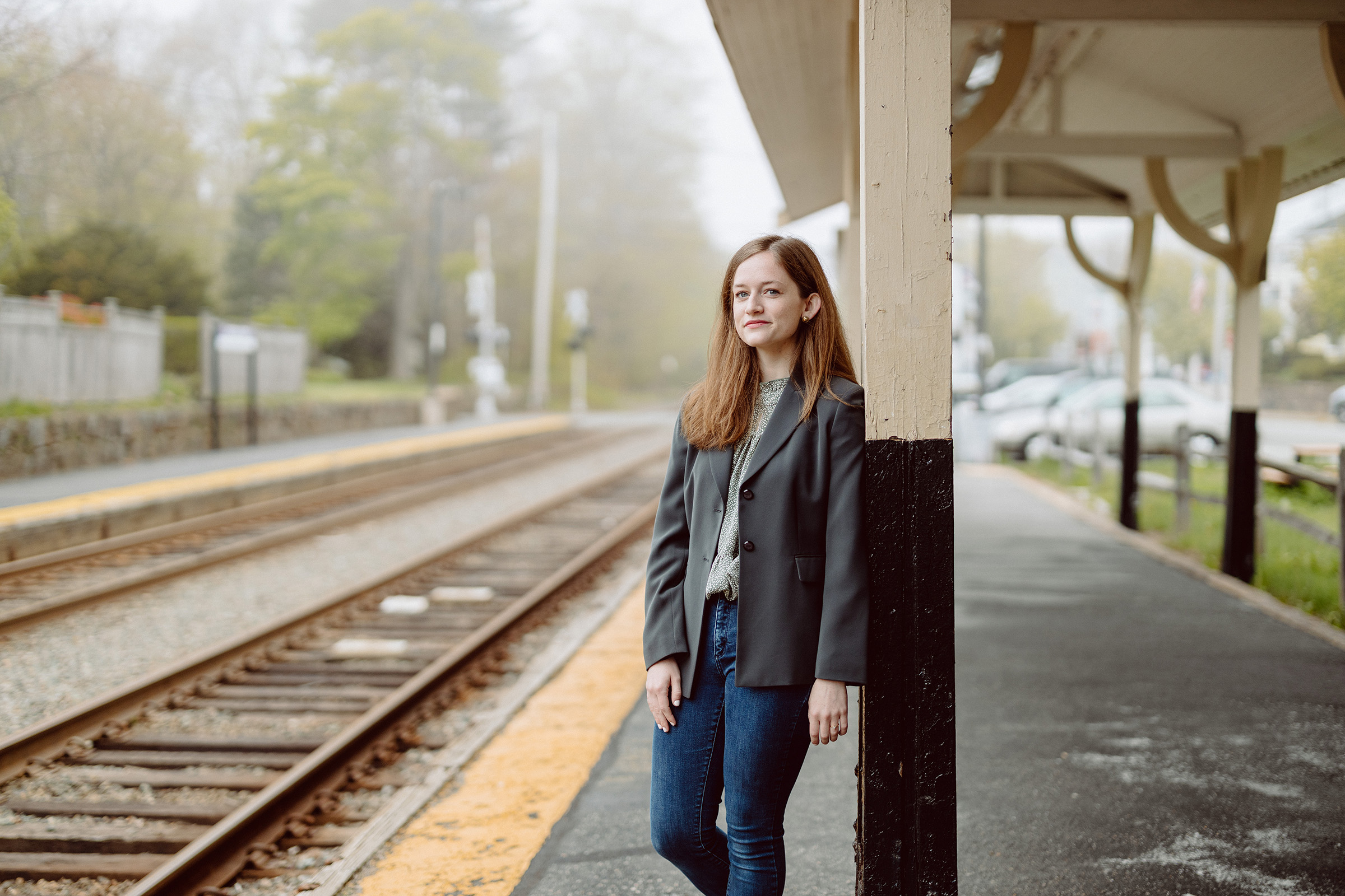 Portrait by train station