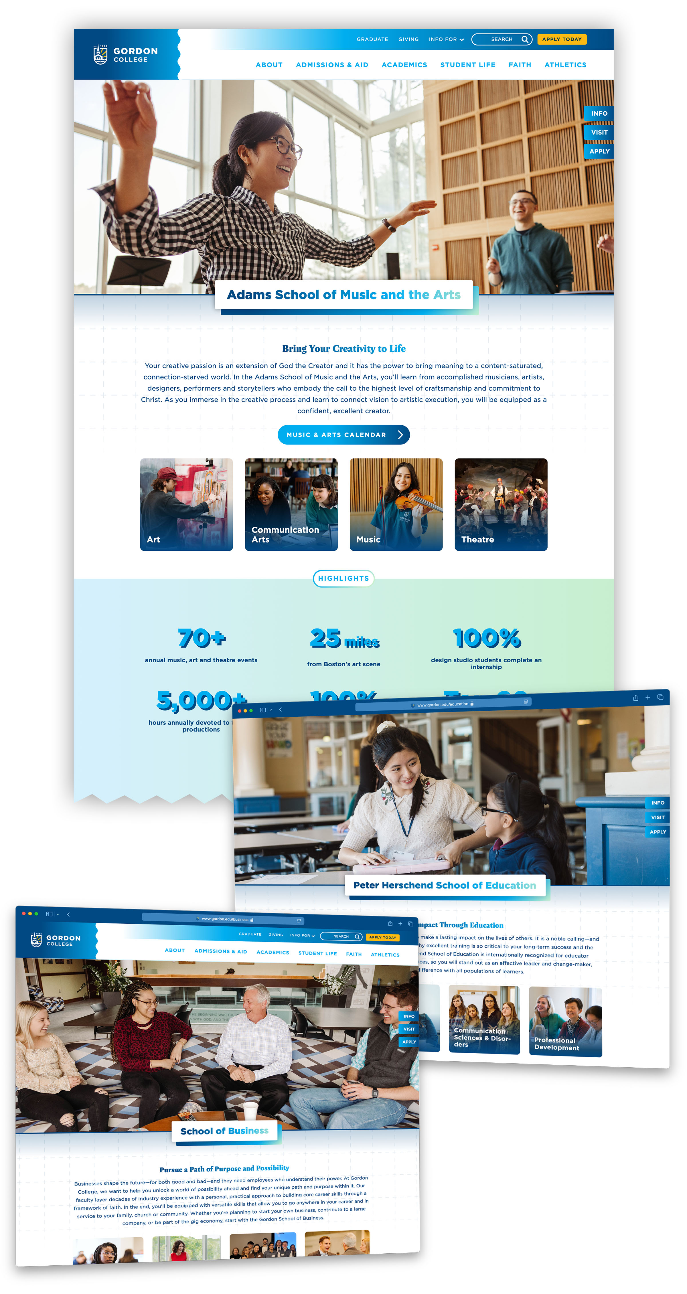 screenshot of the web landing pages for schools