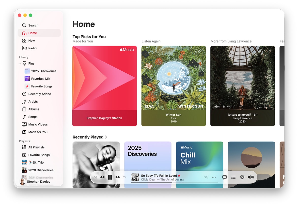 Screenshot of current apple music app
