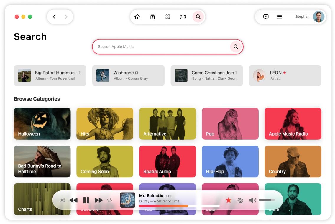 Screenshot of current apple music app