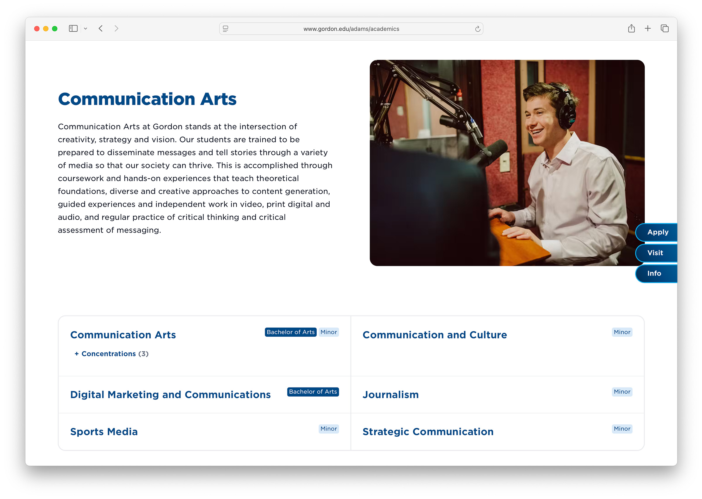Screenshot of communication programs list