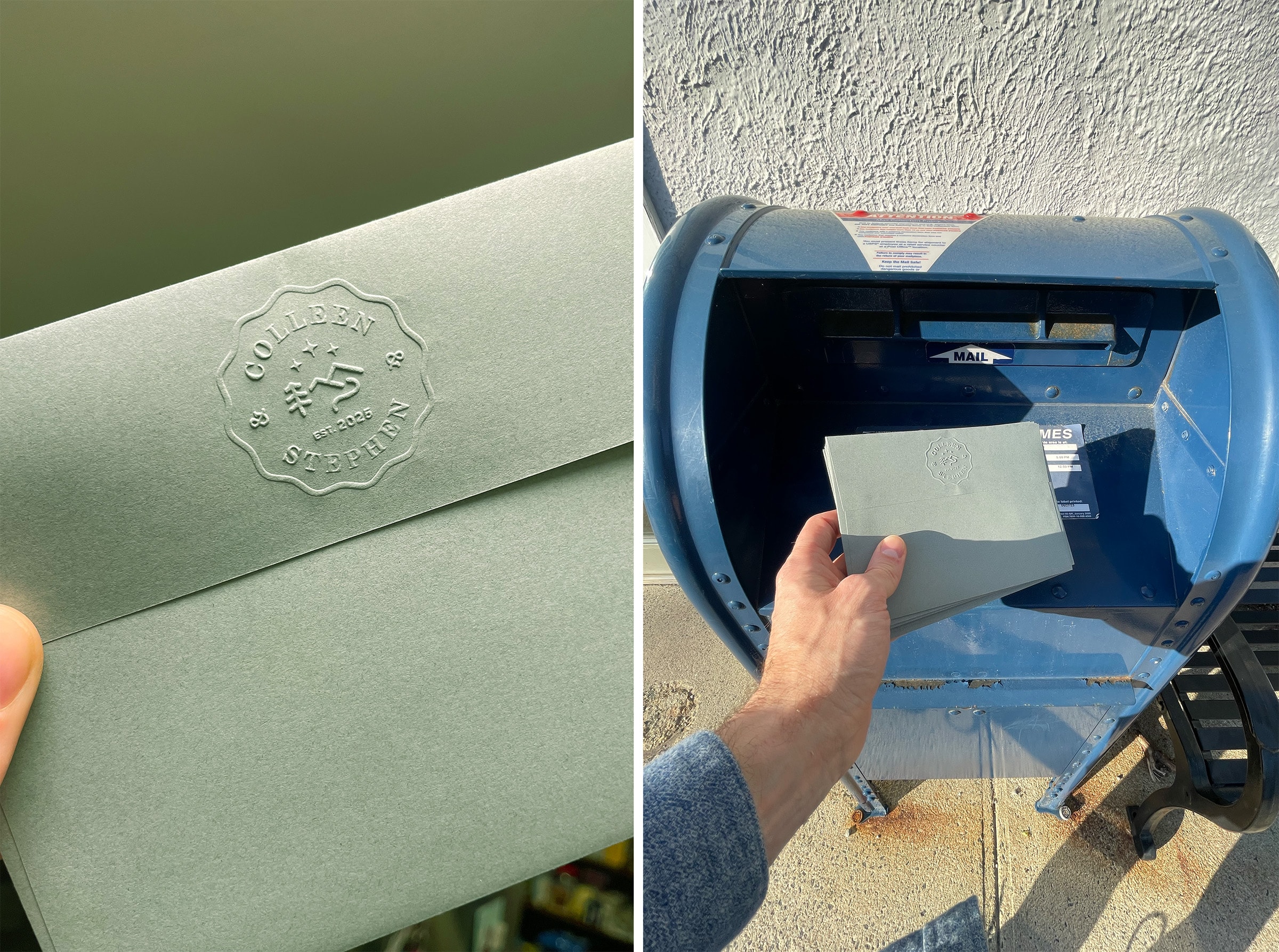 emboss design on back of envelope